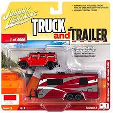Hummer H2 With Camper Trailer, red