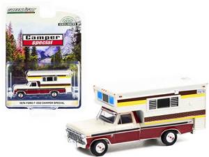 1974 Ford F-250 Camper Special with Large Camper - Candy Apple Red & Wimbledon White (Hobby Exclusive)